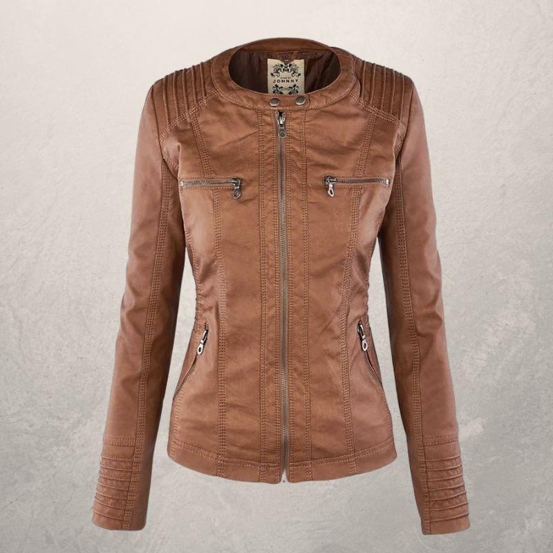 Freya Leather Jacket | Faux Leather Slim Fit Hooded Zip Front Jacket