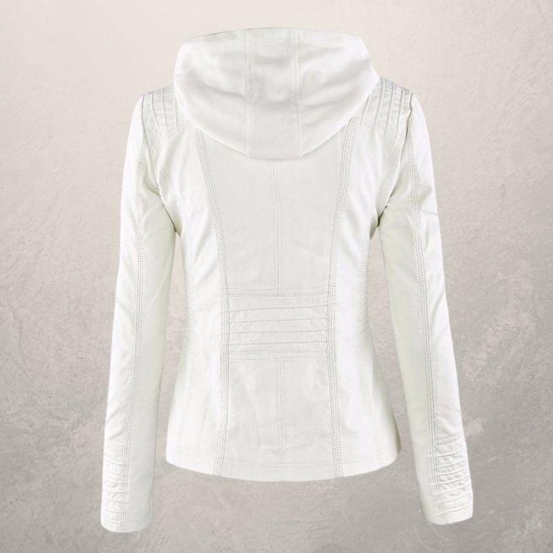 Freya Leather Jacket | Faux Leather Slim Fit Hooded Zip Front Jacket
