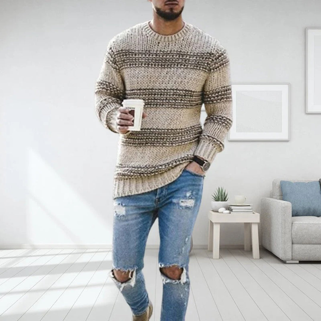 Men's Sweater – Wool Knit – Relaxed Fit – Norwegian Pattern – Round Neck