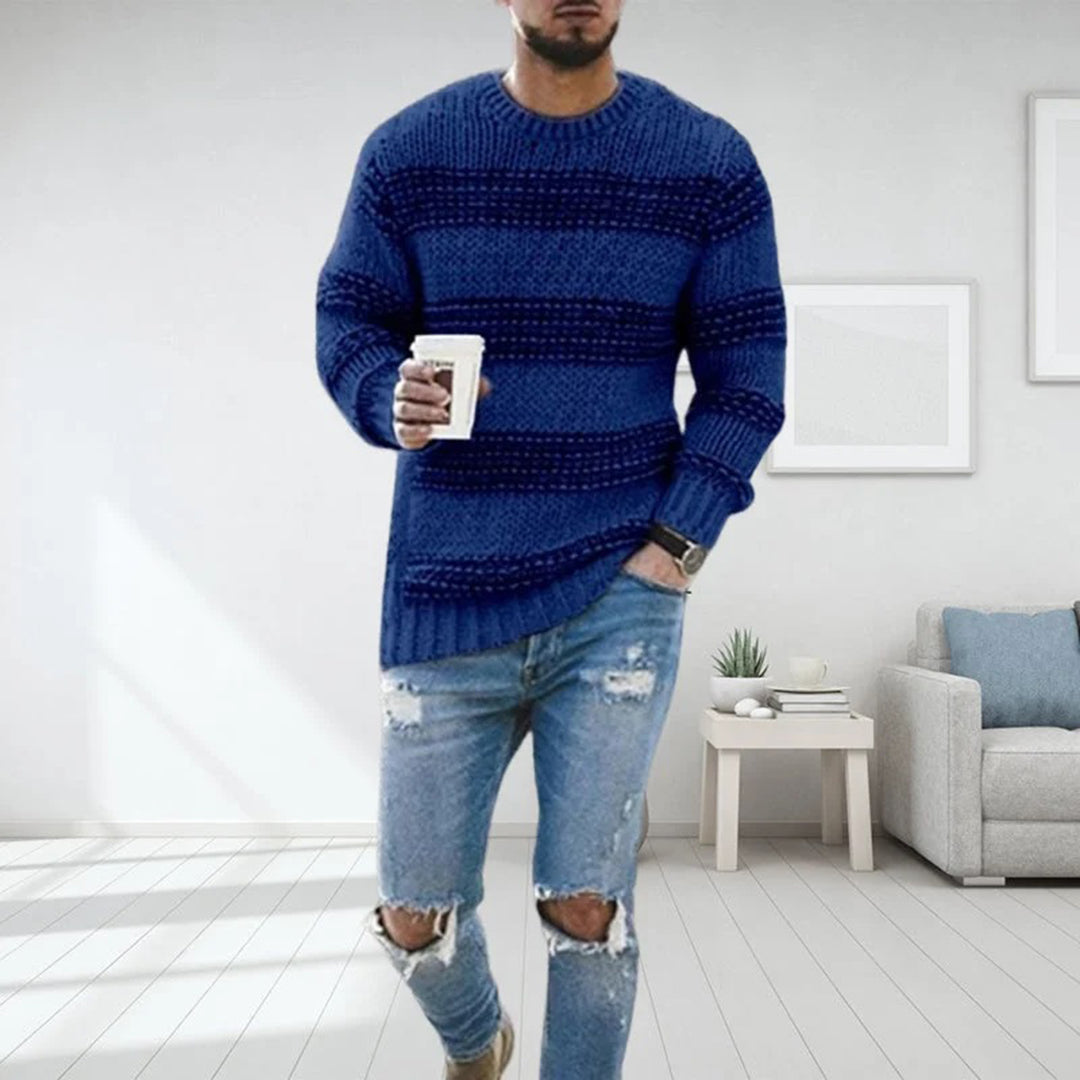 Men's Sweater – Wool Knit – Relaxed Fit – Norwegian Pattern – Round Neck