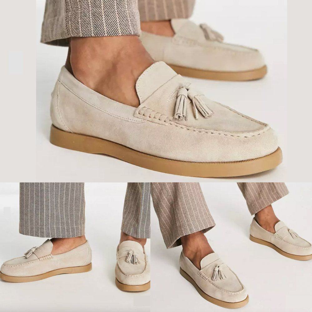 Men's Shoes Loafers – Slim Fit – Soft Fabric – Tassel Detail – Slip-on Smart Style