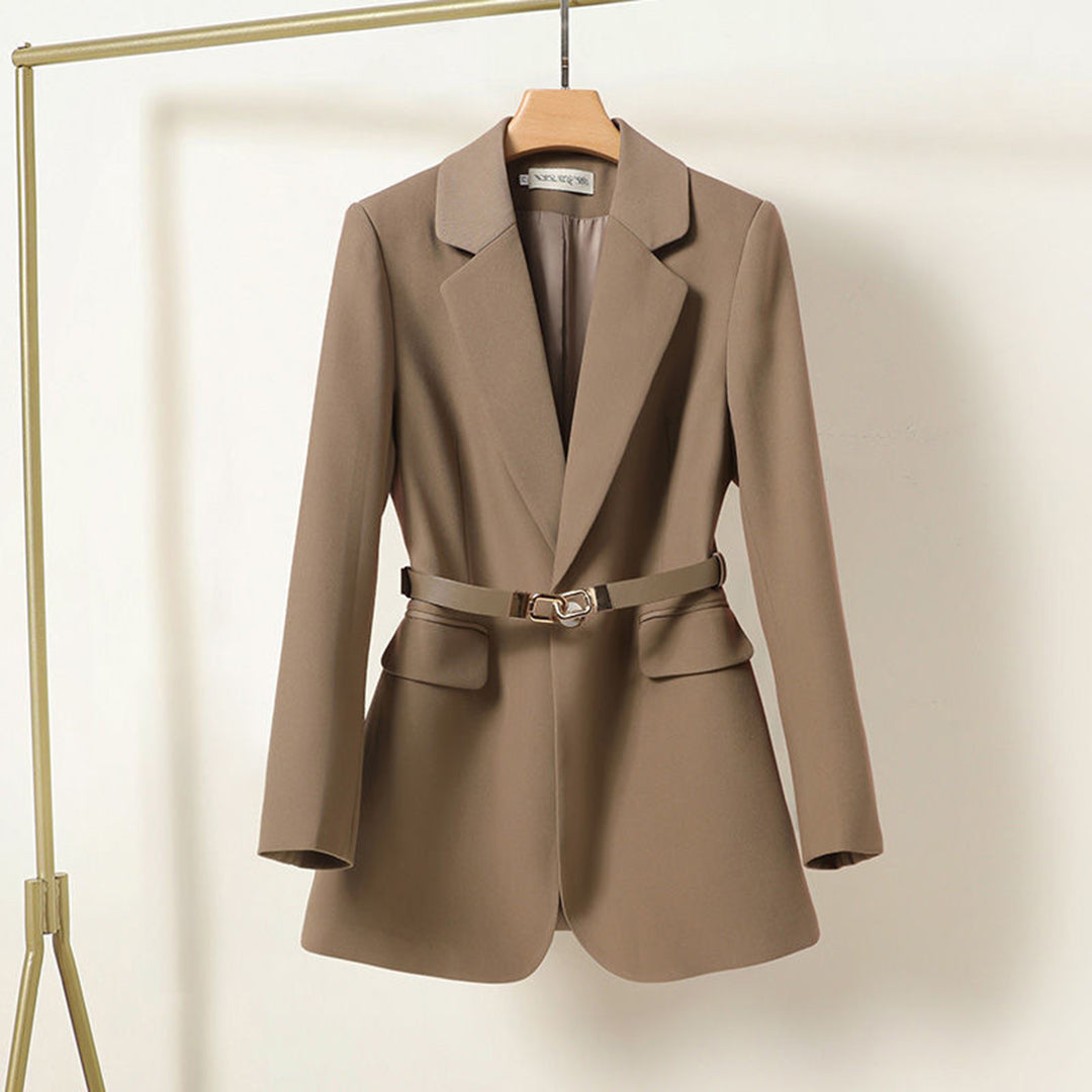Women's Blazer – Long Fit – Tailored Cut – Belt at the Waist – Light Fabric