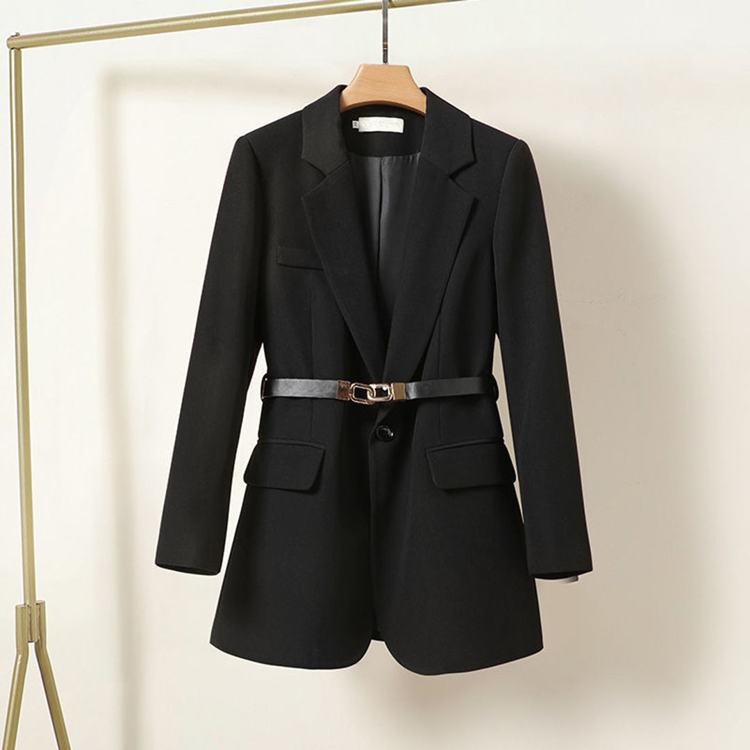 Women's Blazer – Long Fit – Tailored Cut – Belt at the Waist – Light Fabric