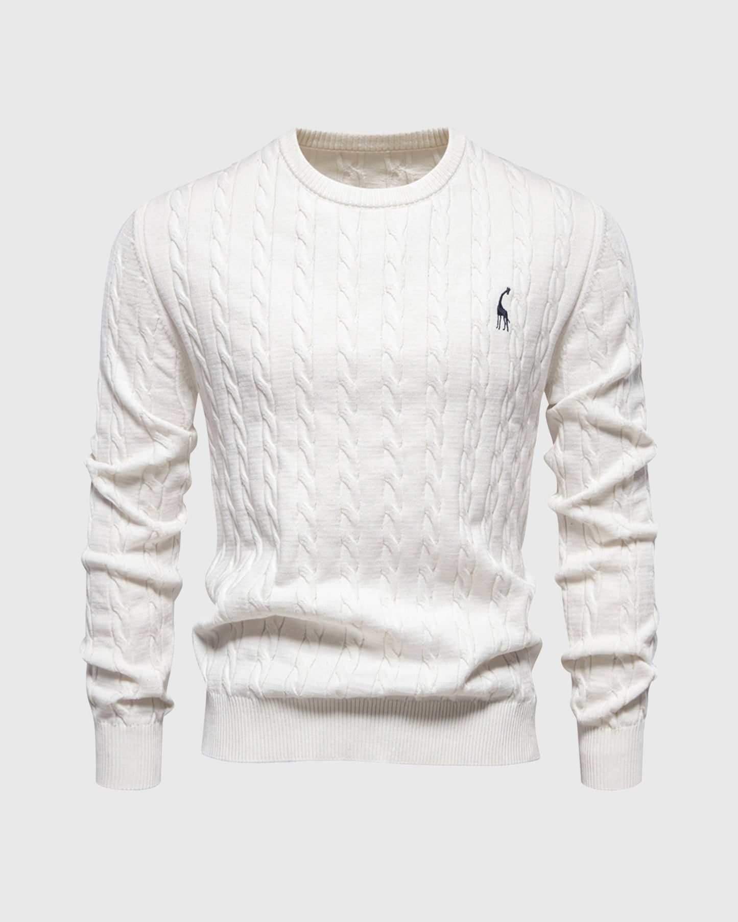 Men's Sweater – Cable Knit – Regular Fit – Ribbed Edges – Logo Detail