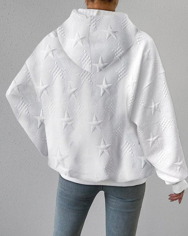 Women's Hoodie – Knitted Material – Oversized Fit – Embossed Star Details