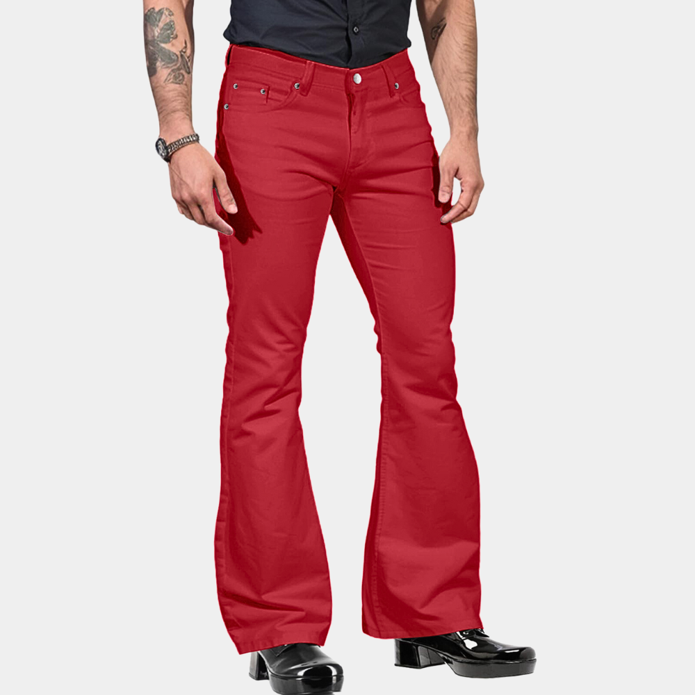 Men's Flared Trousers – High Waist – Tailored Fit – Cotton Blend – Retro Style