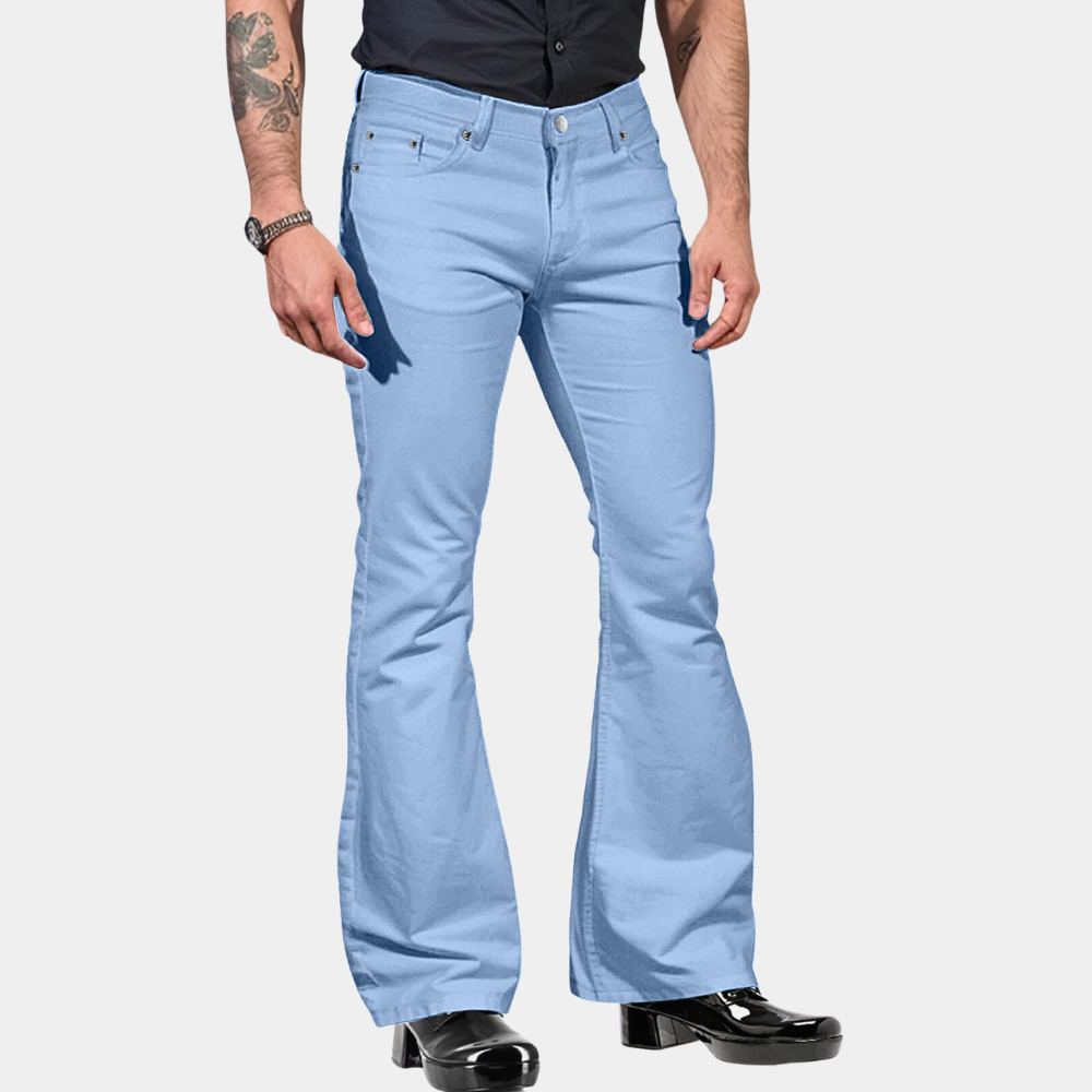 Men's Flared Trousers – High Waist – Tailored Fit – Cotton Blend – Retro Style
