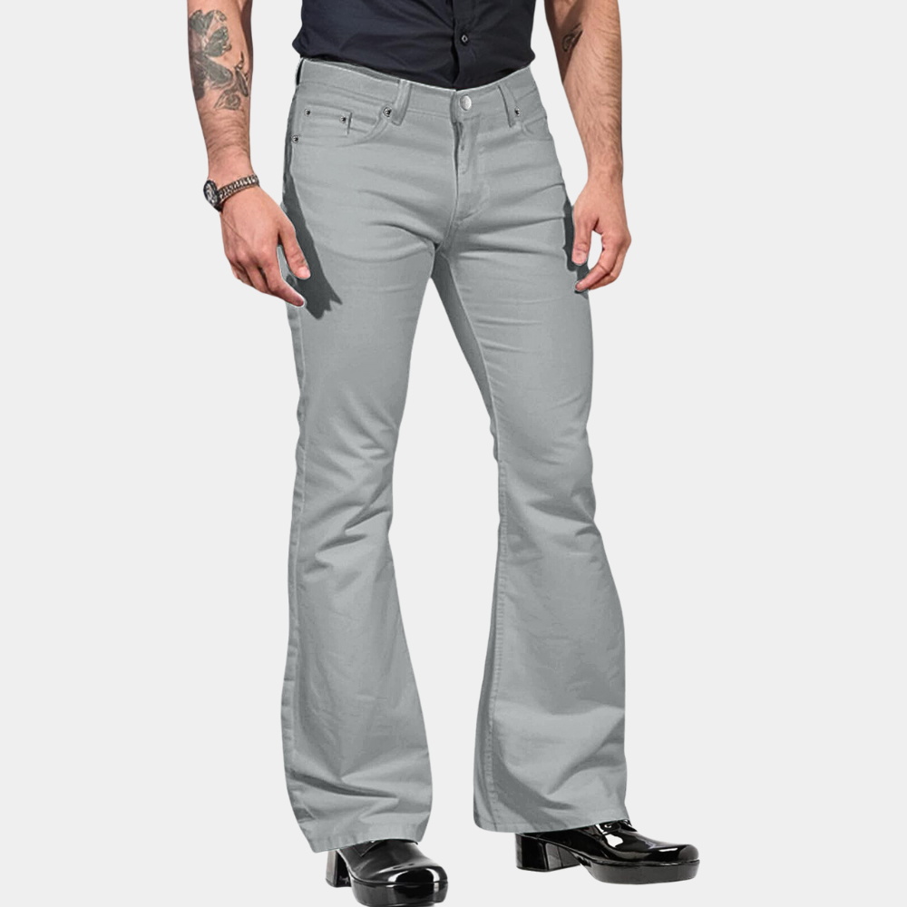 Men's Flared Trousers – High Waist – Tailored Fit – Cotton Blend – Retro Style