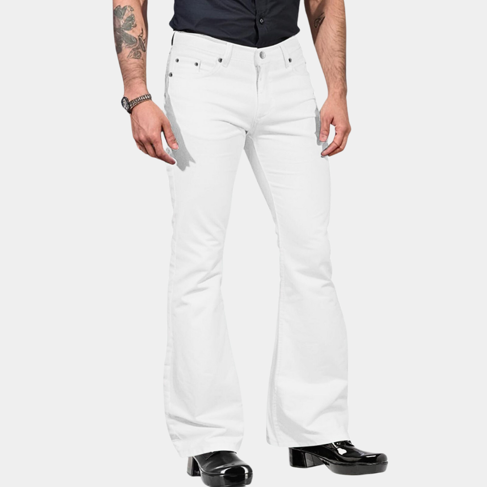 Men's Flared Trousers – High Waist – Tailored Fit – Cotton Blend – Retro Style