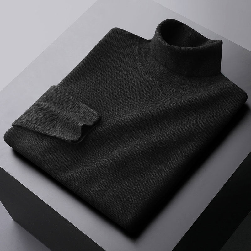 Men's Sweater with High Neck – Wool Knit – Regular Fit – Ribbed Edge and Cuffs