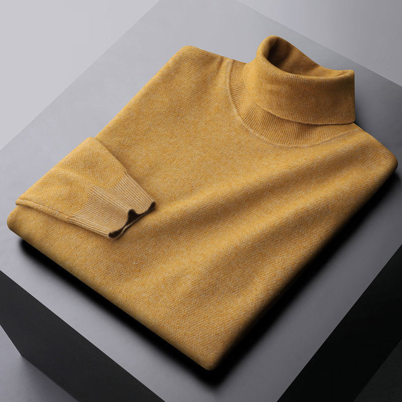 Men's Sweater with High Neck – Wool Knit – Regular Fit – Ribbed Edge and Cuffs