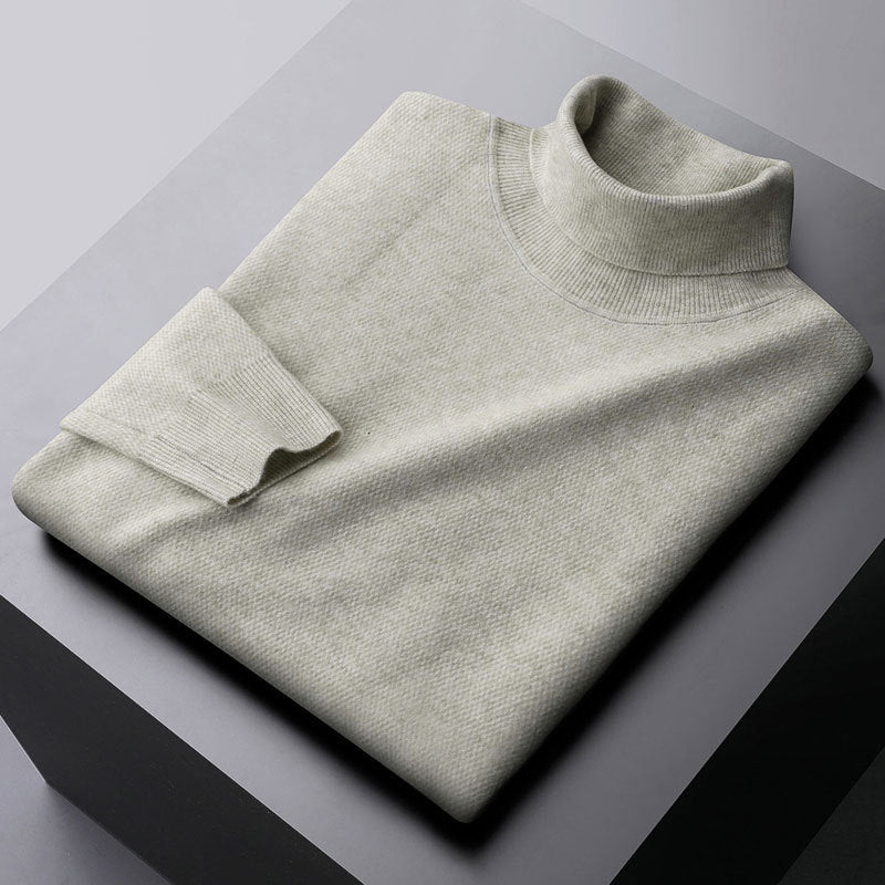 Men's Sweater with High Neck – Wool Knit – Regular Fit – Ribbed Edge and Cuffs