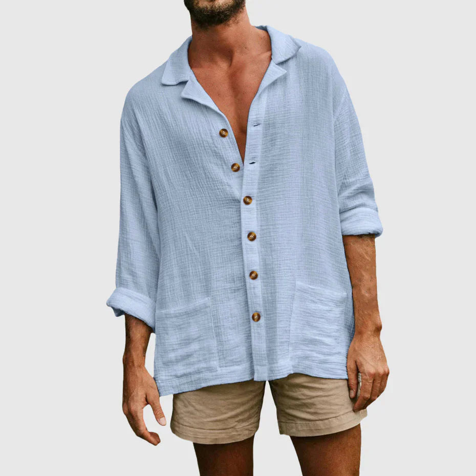 Men's Shirt – Natural Fibers – Relaxed Fit – Long-Sleeved with Chest Pockets