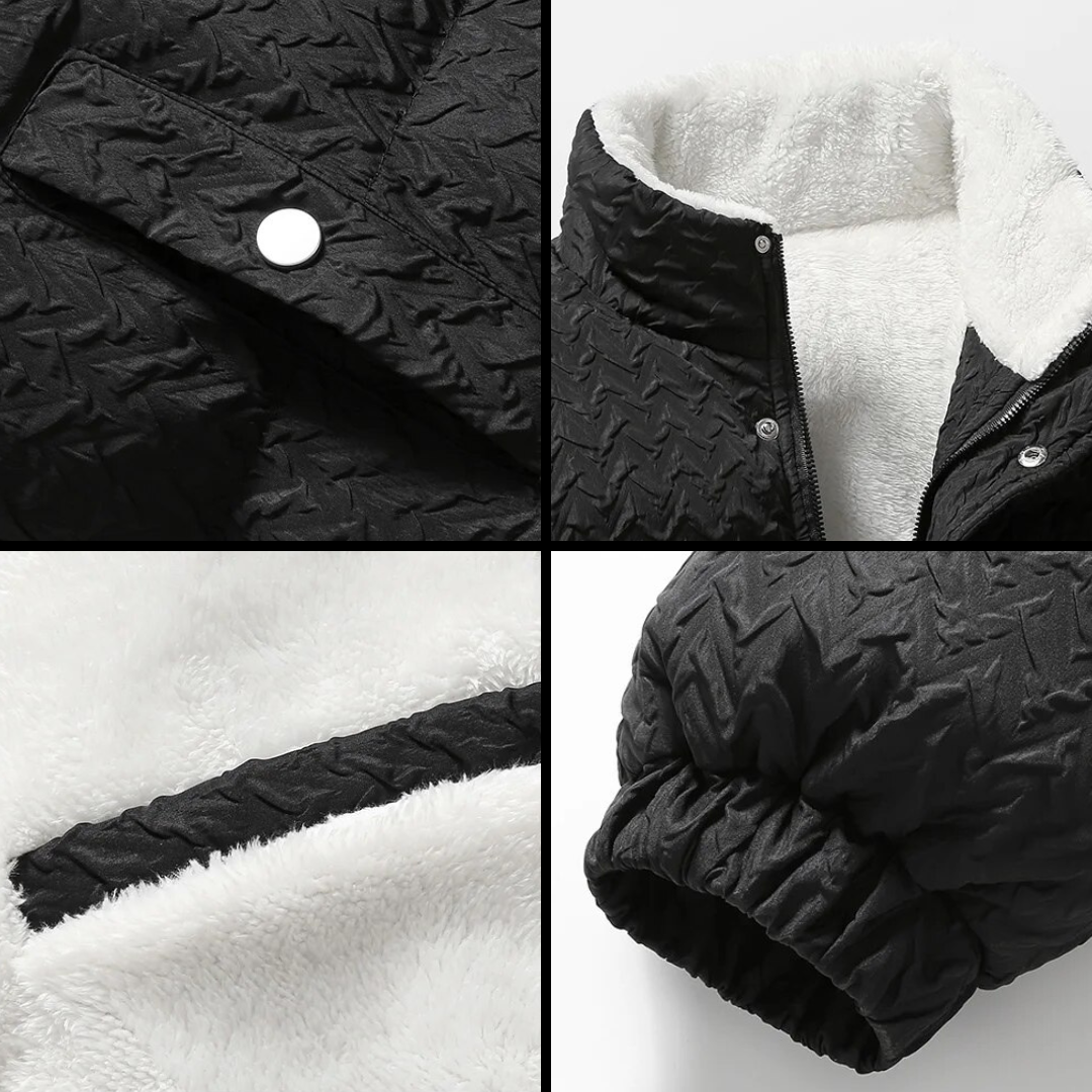 Men's Puffer Jacket - Insulated and Padded - High Collar - Relaxed Fit - Windproof