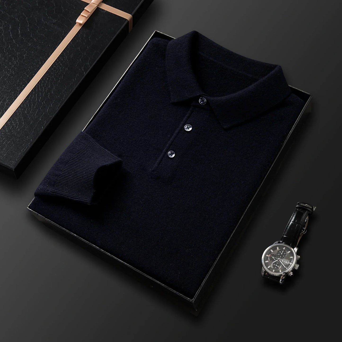 Men's Sweater with Polo Collar – Wool Blend – Regular Fit – Ribbed Edges – Three Buttons