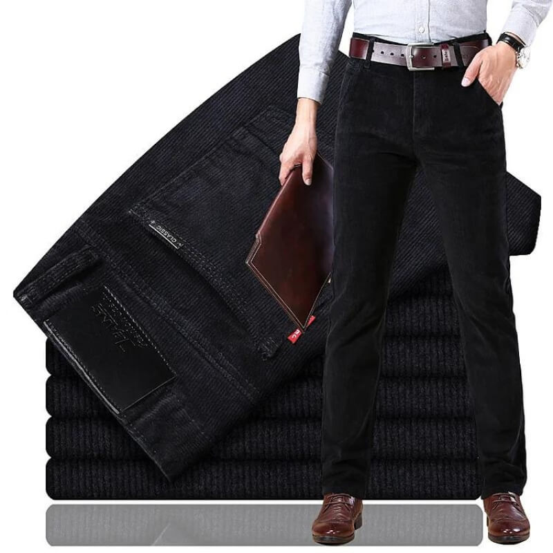 Men's Trousers – Corduroy – Straight Fit – Tailored Cut – Full Length – Belt Loops