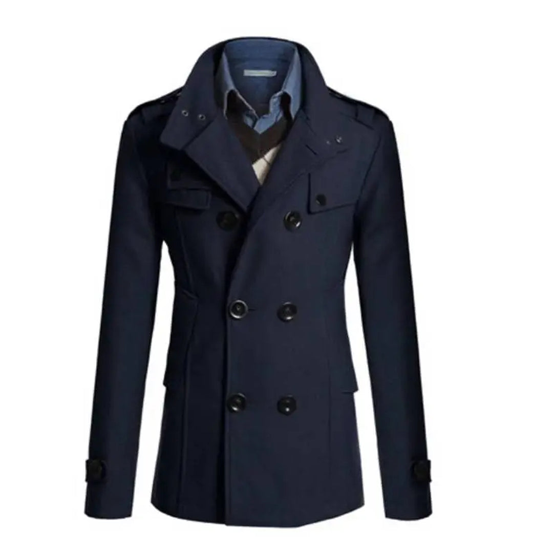 Men's Coat – Wool Blend – Double-Breasted – Formal Fit – Epaulettes