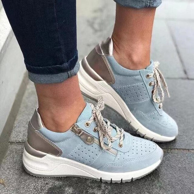 Women's Sneakers with Wedge Heel – Breathable Material – Orthopedic Support – Comfort Fit