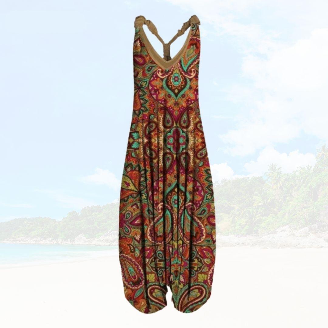 Women's Jumpsuit – Relaxed Fit – Sleeveless – Breathable Fabric – Ankle Length