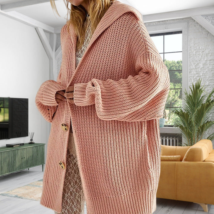Women's Cardigan – Oversized Fit – Open Front – Long-Sleeved – Wool Blend – With Pockets