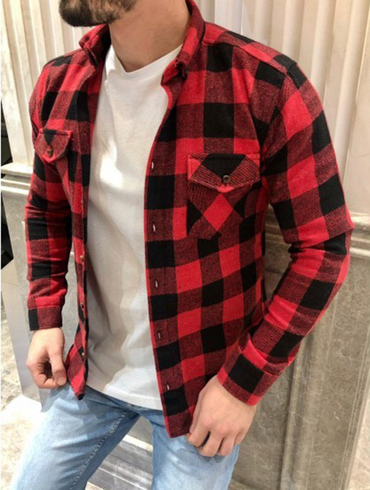 Men's Shirt – Checkered Flannel – Relaxed Fit – Long-Sleeved – Chest Pockets