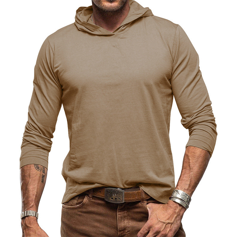 Men's Hoodie T-Shirt – Cotton Blend – Relaxed Fit – Long Sleeves
