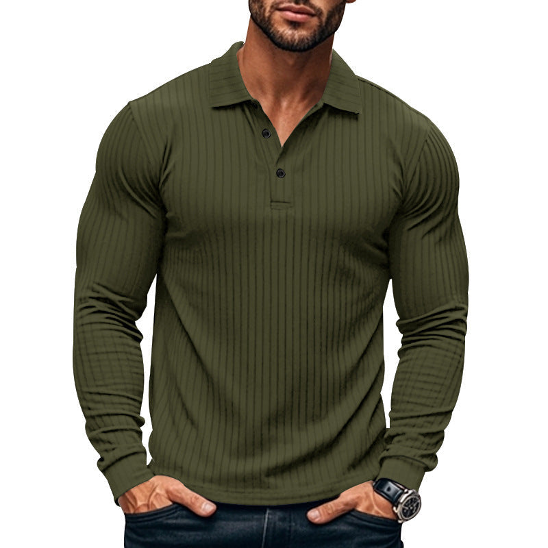 Men's Shirt Henley – Slim Fit – Ribbed Knit – Long Sleeve – Modern Collar