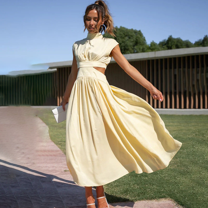 Dress for Women – Midi – Elegant Fit – Pleated Top – Cut-Out at Waist