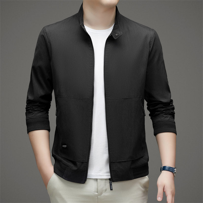 Men's Jacket – Regular fit – Smooth lightweight fabric – Zipper – High collar – Ribbed edges