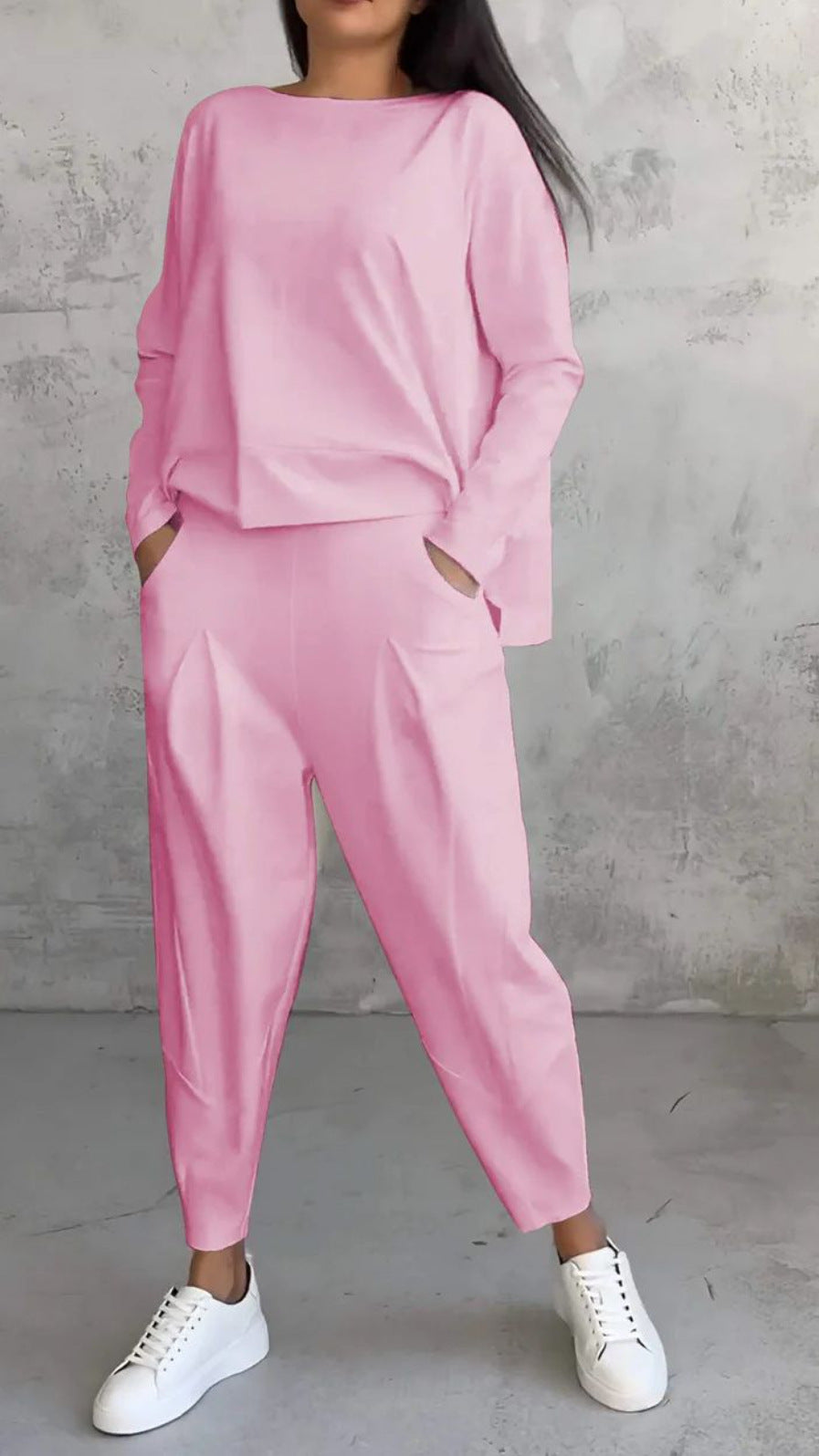Women's Pantsuit – Slim Fit – Breathable Set with Long-Sleeved Top and Slim Pants