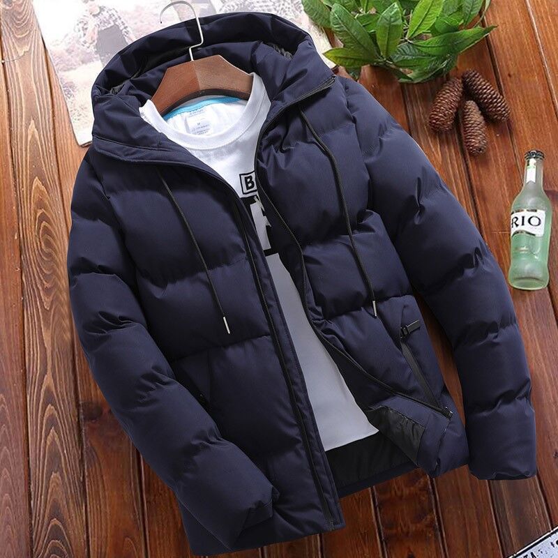 Men's Puffer Jacket – Oversized Fit – Cotton – Hood – Padded Short Everyday Jacket