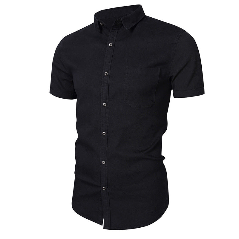 Men's shirt with short sleeves – Slim fit – Breathable cotton – Chest pocket – Button placket