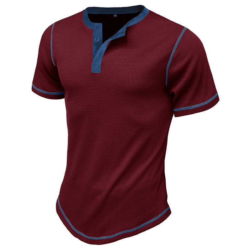 Men's Shirt Henley – Modern Fit – Breathable Cotton – Short Sleeve – Contrast Details