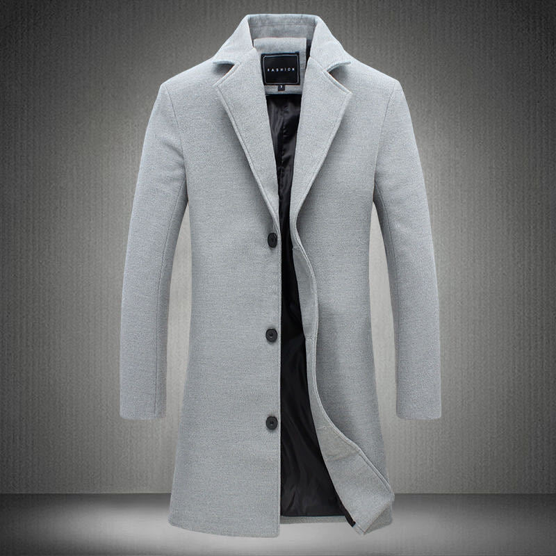 Men's Coat – Wool Feel – Tailored Fit – Single-Breasted with Notch Lapel