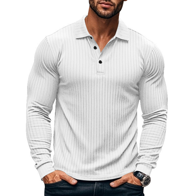 Men's Shirt Henley – Slim Fit – Ribbed Knit – Long Sleeve – Modern Collar