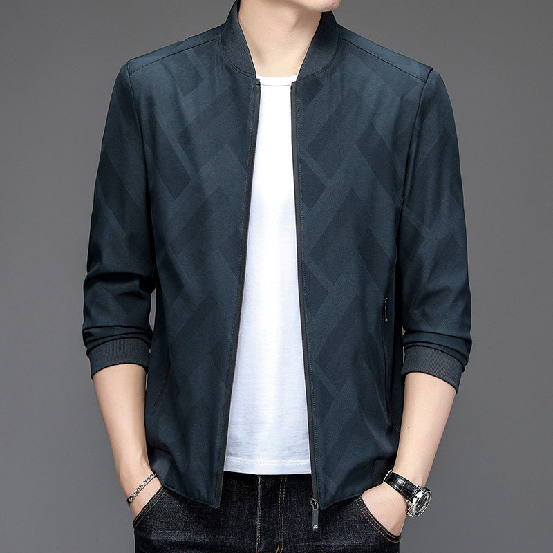Men's Jacket – Slim Fit – Baseball Collar – Ribbed Edges – Lightweight Fabric