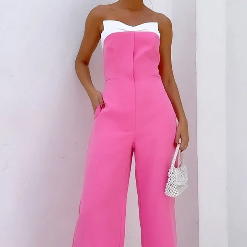Women's Jumpsuit – Strapless Top – Wide Leg Fit – Elegant and Breathable
