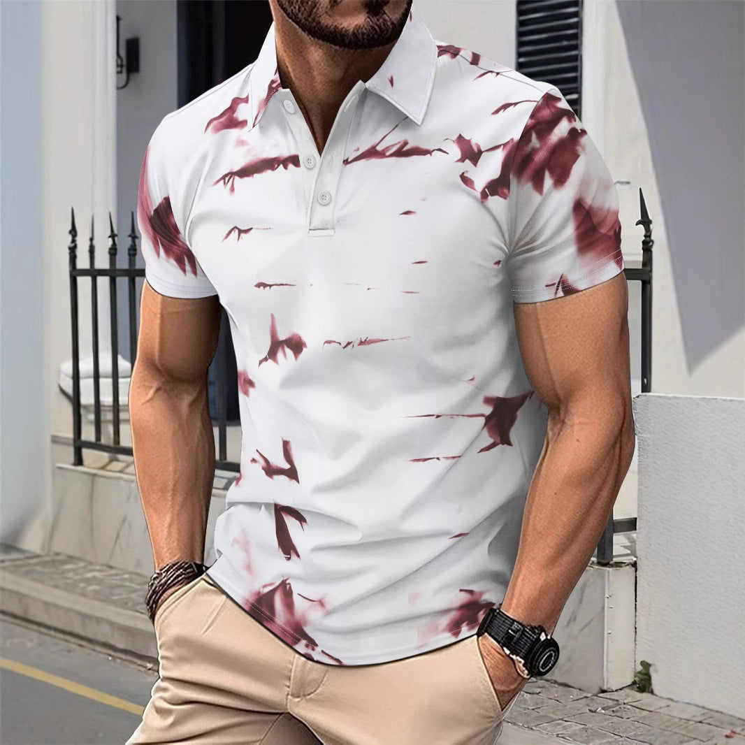 Men's Piqué Shirt – Slim Fit – Breathable Cotton – Abstract Pattern – Buttoning