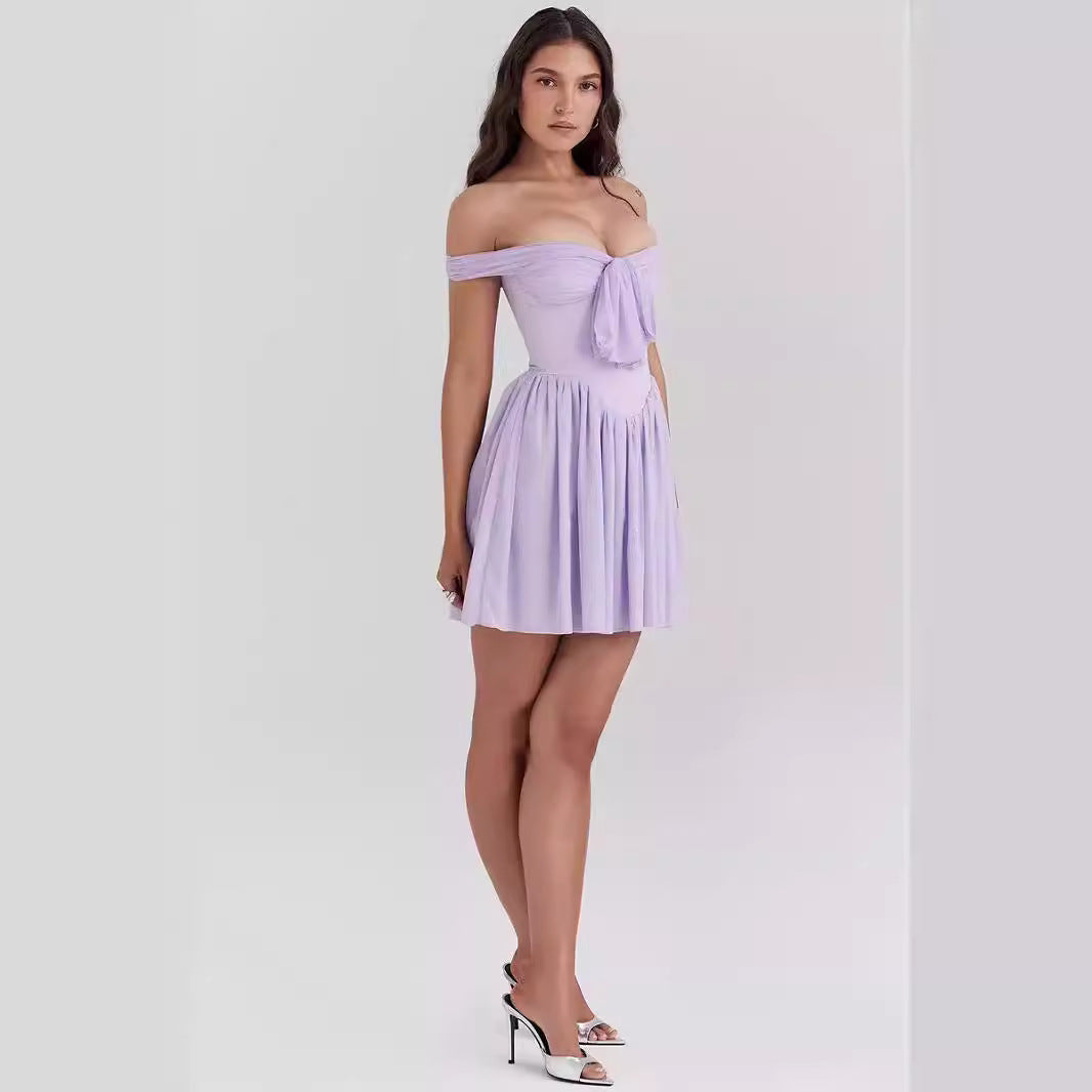 Dress for Women – Mini Dress – Off Shoulder – Bow Detail – Light and Airy Fit
