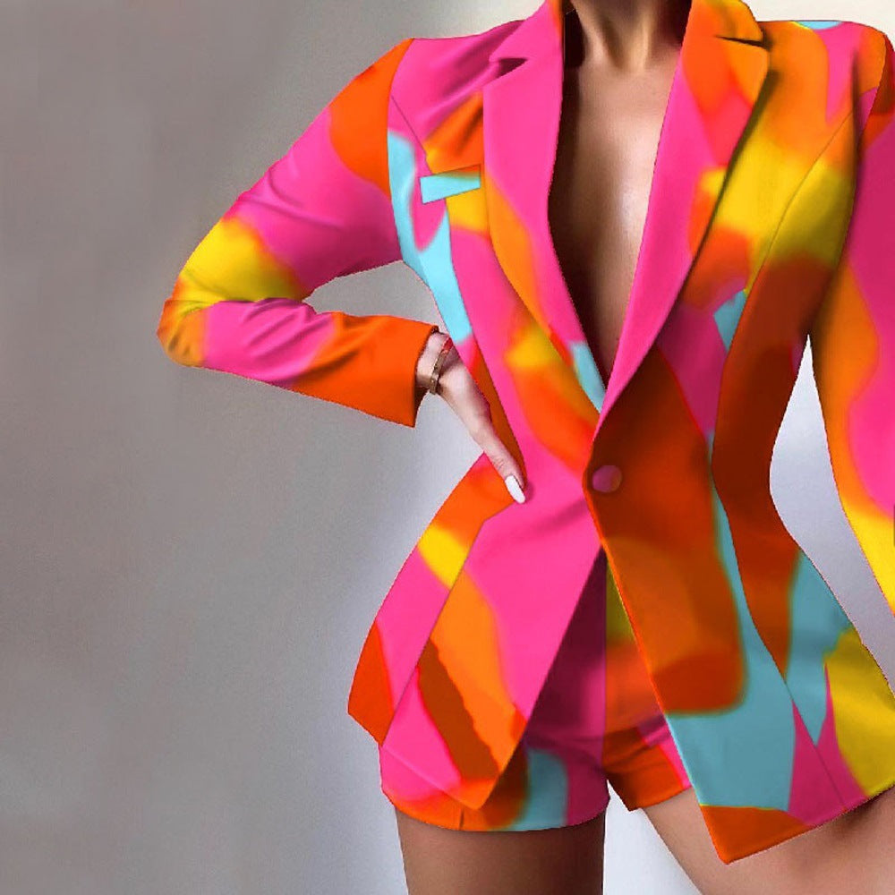 Women's Blazer – Tailored Fit – Leopard Pattern – Notched Lapels – Elegant Statement