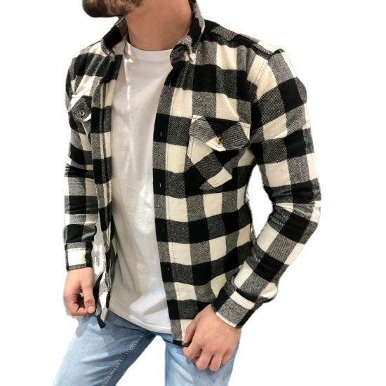 Men's Shirt – Checkered Flannel – Relaxed Fit – Long-Sleeved – Chest Pockets