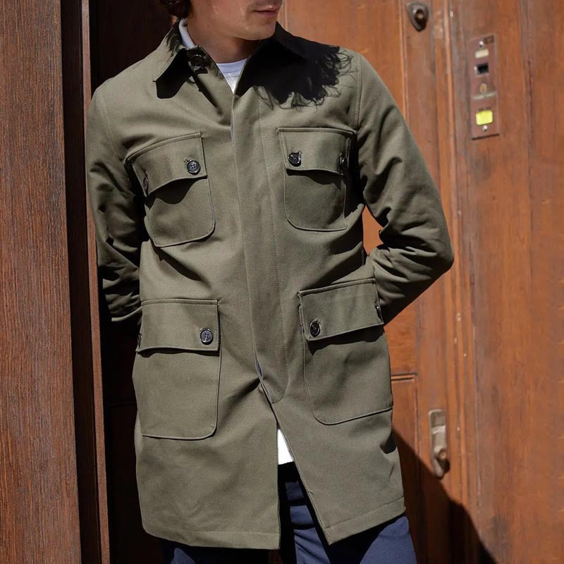 Men's Utility Jacket – Regular Fit – Cotton Blend – Shirt Collar – Multiple Pockets