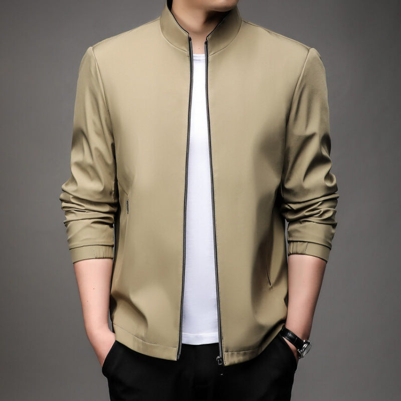Men's Jacket – Tailored Fit – Stand Collar – Zipper Closure – Business Casual