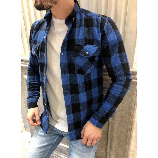 Men's Shirt – Checkered Flannel – Relaxed Fit – Long-Sleeved – Chest Pockets