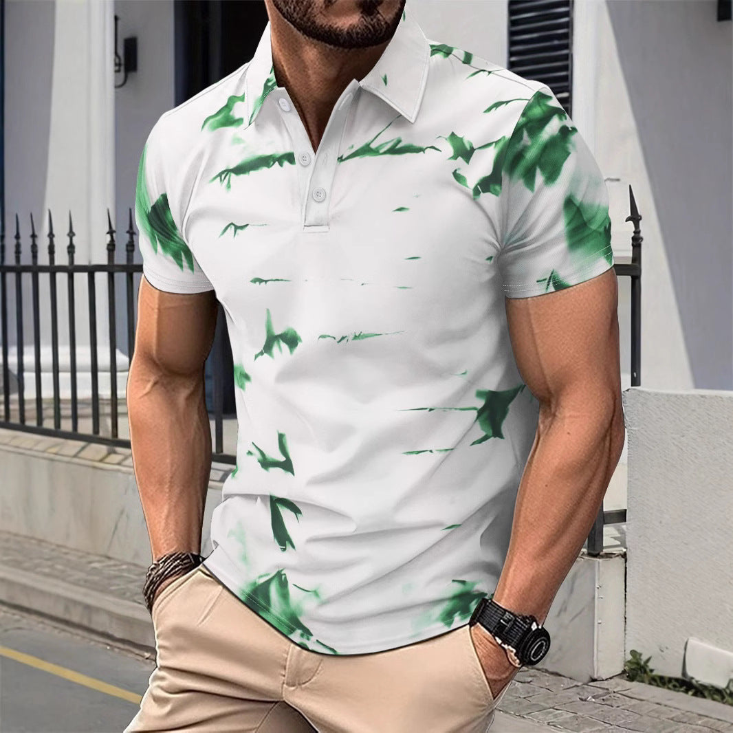 Men's Piqué Shirt – Slim Fit – Breathable Cotton – Abstract Pattern – Buttoning
