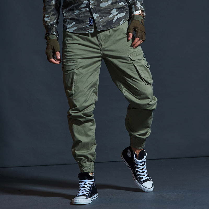 Men's Pants Cargo – Tactical Fit – Breathable Cotton – Elastic Cuff – Multi-pocket