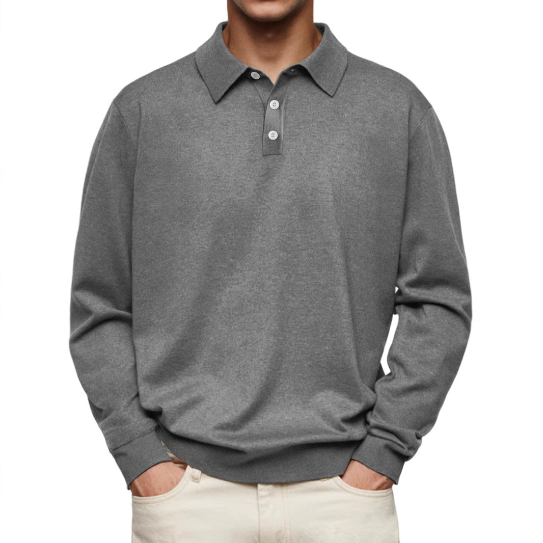 Men's Polo Shirt – Relaxed Fit – Long Sleeve – Soft Knit – Breathable Fabric