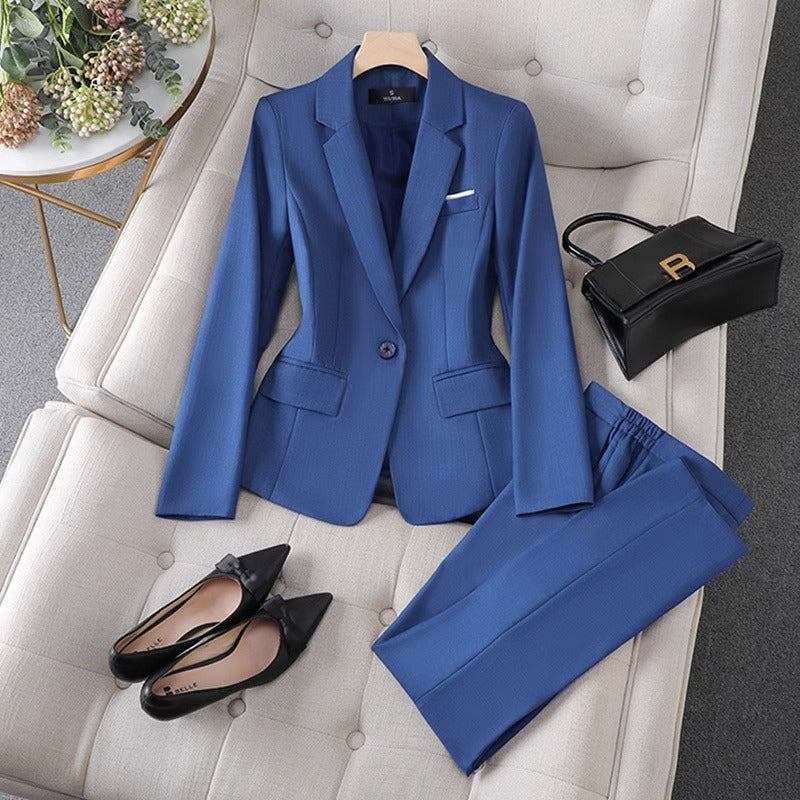 Women's Blazer Set – Tailored Fit – Single-Breasted – Straight Pants – Formal Outfit