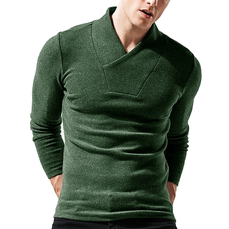 Men's Sweater – Slim Fit – Wool – Asymmetric Collar – Minimalist Design