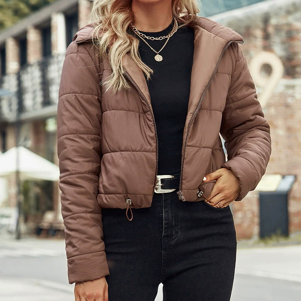 Women's Jacket – Padded – Cropped Fit – Hood – Zipper Closure – Everyday Use
